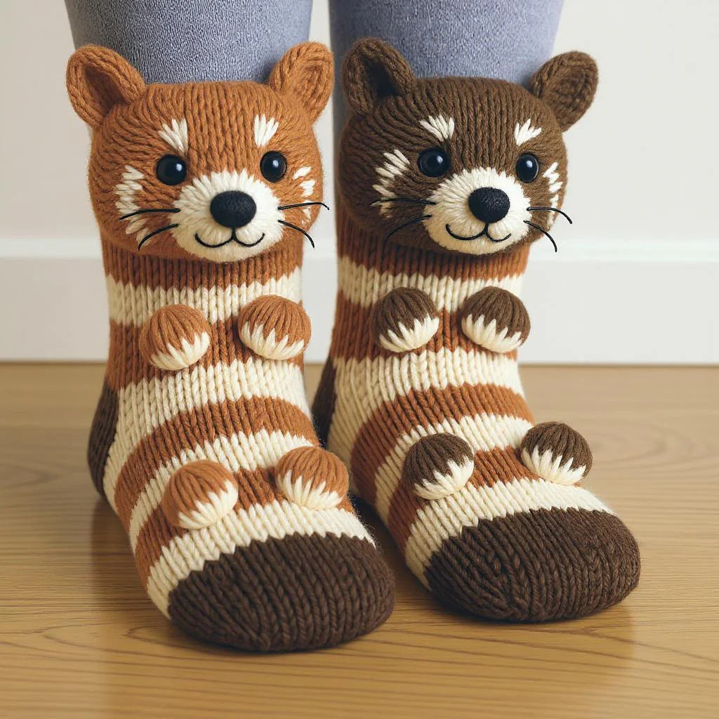 Plush Crochet Animal Cute Animal Socks